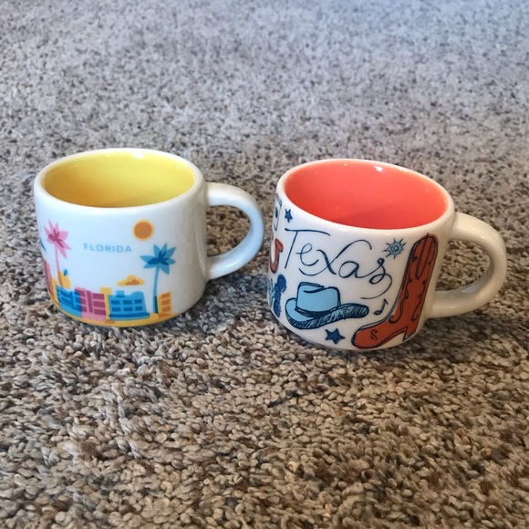 2 Mini Starbucks ornament mugs